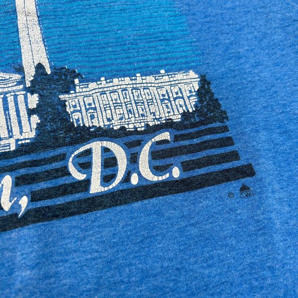 Vintage 80s Screen Stars Washington DC Souvenir Tee T-Shirt M Blue Single Stitch - Picture 5 of 5
